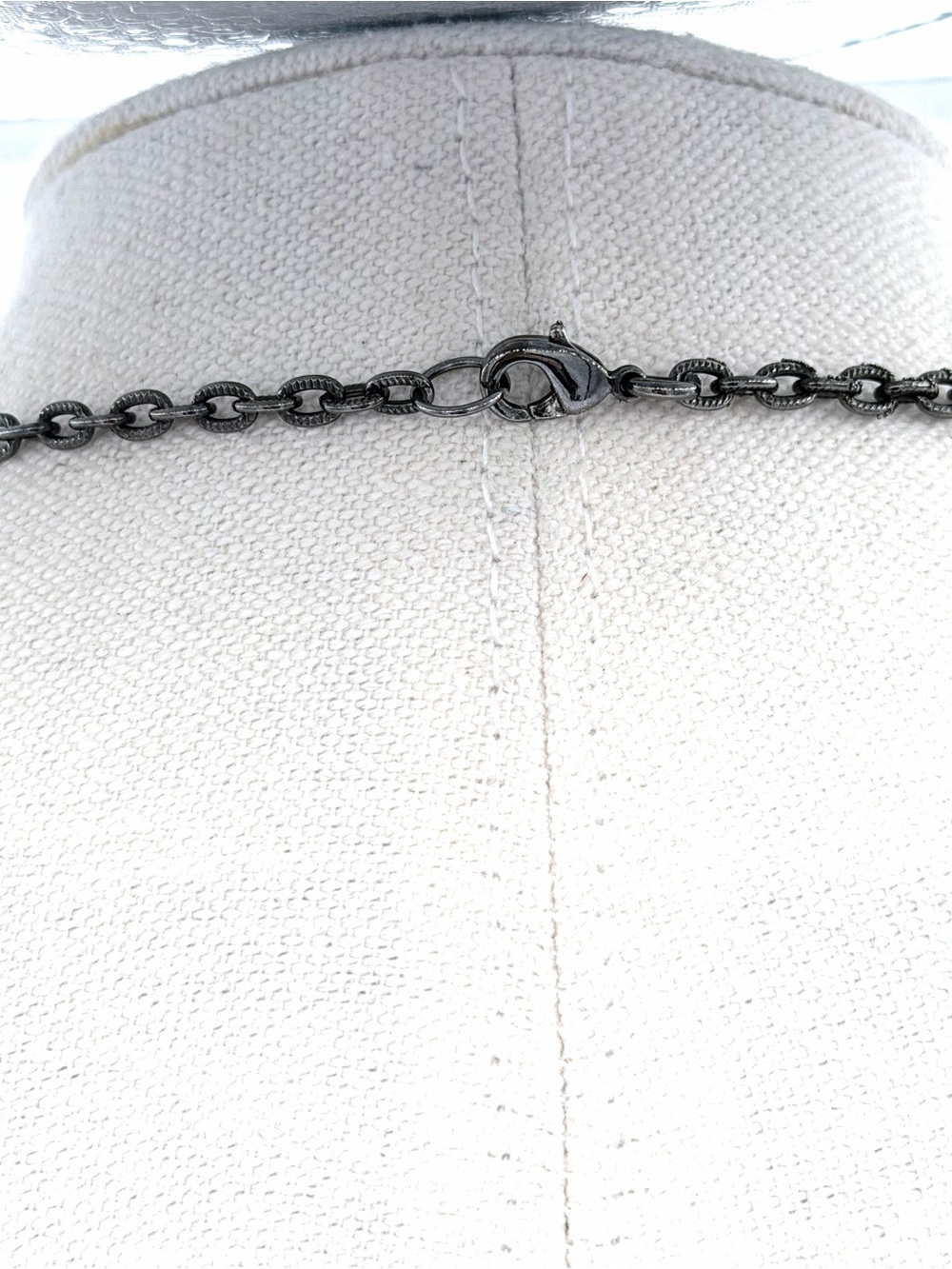 Antiqued Gunmetal Warm Neutral  Asymmetric  Floral or Vine-Like Branch Necklace - Picture 5 of 6